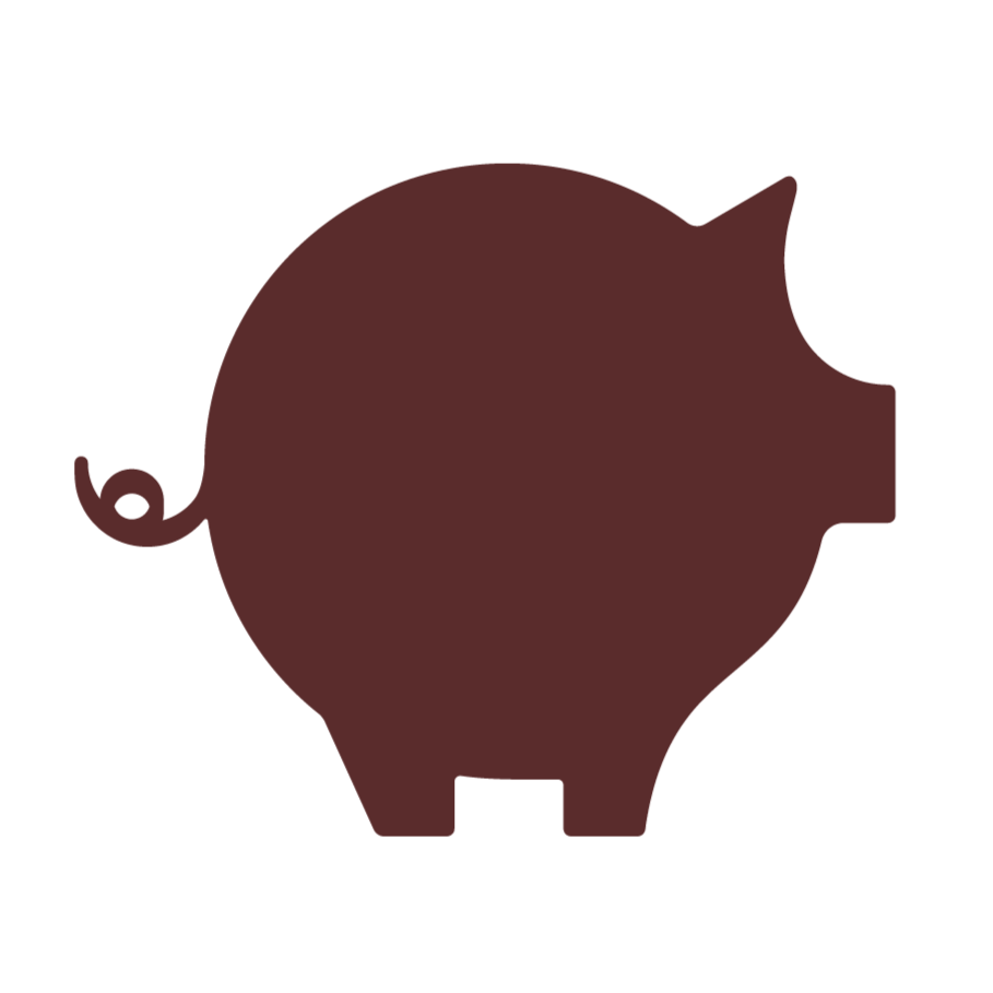 Piggy's logo in the shape of a round pig.